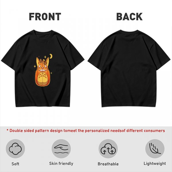 Olive T-Shirt With Cute Pumpkin Creature And Moon Star Print