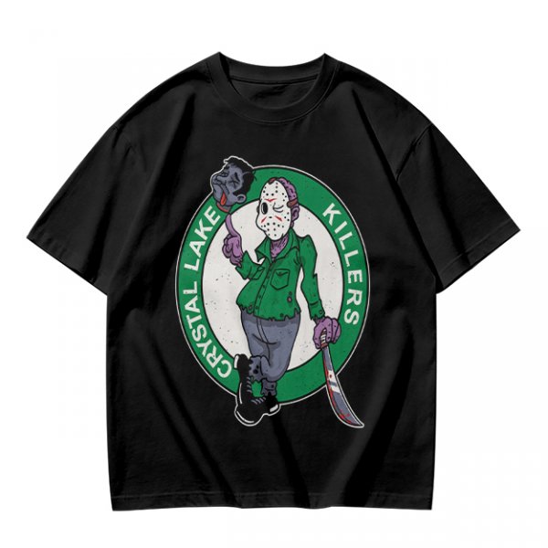 Army Green T-Shirt with Crystal Lake Killers Jason Voorhees Graphic