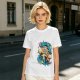 Olive anime graphic t-shirt with vibrant fantasy character art