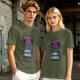 Olive graphic t-shirt with villain character and humorous text print