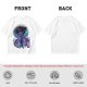 Anime character silhouette graphic tee with stylized purple and blue art