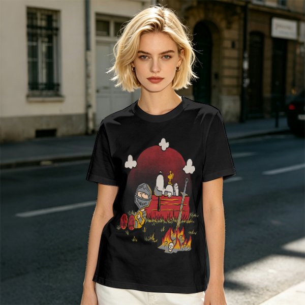 Snoopy and Charlie Brown Knight Campfire Graphic T-Shirt