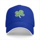 Black baseball cap with decorative four-leaf clover graphic