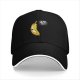 Black baseball cap with sad banana graphic reading I'm not peeling well