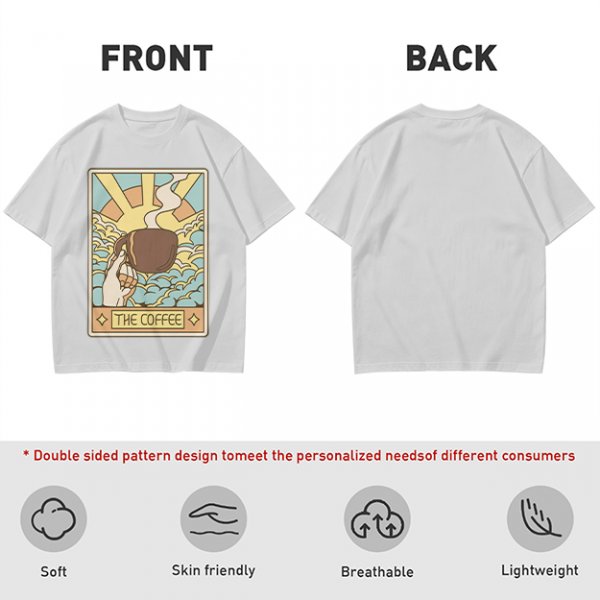 Oversized Dark Green T-Shirt With The Coffee Tarot Card Style Print