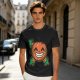 Olive T-Shirt with Smiling Pumpkin Corn Crossbones Graphic