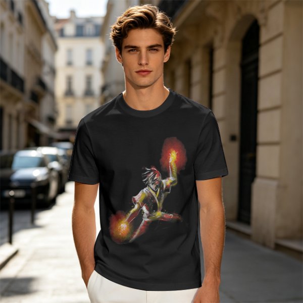 Olive T-shirt with Fire Bending Warrior Graphic Print