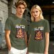 Olive t-shirt with angry boxing pizza slice graphic and 'You Wanna Pizza Me?' text