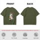 Olive T-shirt with Dancing Rainbow Unicorn Graphic Print