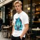 Fantasy warrior ghost print olive green graphic t-shirt