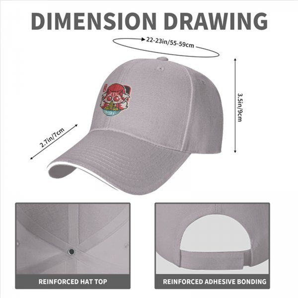 Black baseball cap with cute kitsune fox eating ramen graphic