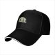 Black baseball cap with walking silhouettes against a moon backdrop