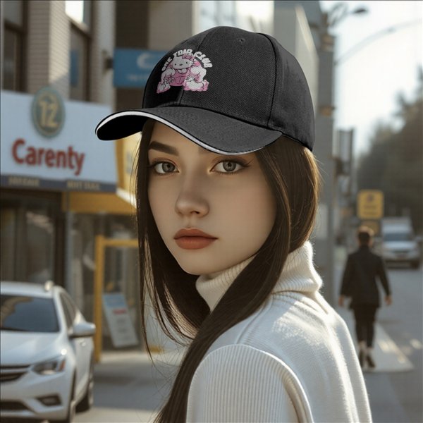 Black Baseball Cap With Buff Hello Kitty One Trip Club Print