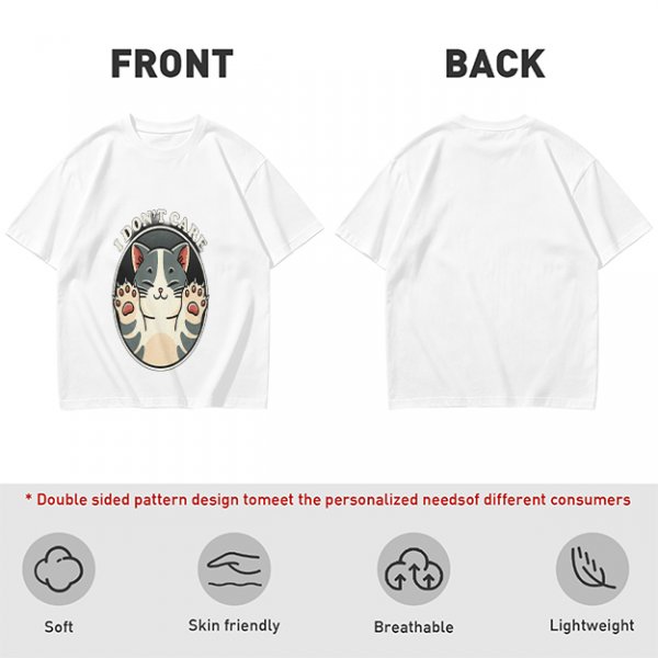 Olive T-shirt with I Don't Care Cat Graphic Print