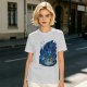 Olive T-Shirt With Blue Fantasy Monster Graphic Print
