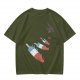 Olive T-Shirt With Melting Red White Blue Popsicle Print