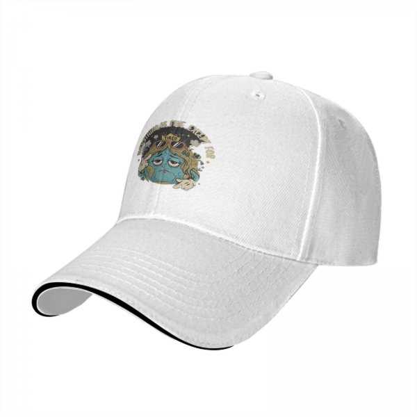Black baseball cap with tired Earth graphic and 'Everything is fine except for' text