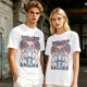 Olive green t-shirt with stained glass style forest spirit anime artwork