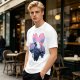 Olive T-Shirt with Sakura Flower and Whimsical Forest Creature Print