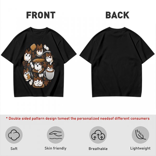 Olive T-Shirt With Cute S'mores Cat Graphic Design