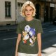 Olive T-shirt with Space Fox Crew Graphic Design