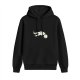 Black Hoodie With Minimalist Falling Figure Graphic Print