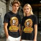 Olive green graphic t-shirt with cute reaper coffee themed print