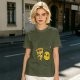 Olive T-shirt with Cute Pizza and Pineapple Cartoon Print