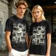 Olive Green T-Shirt With Playful Black Cats In Kitchenware Print