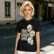 Olive Graphic T-Shirt with Live Laugh Love and Stacked Skulls