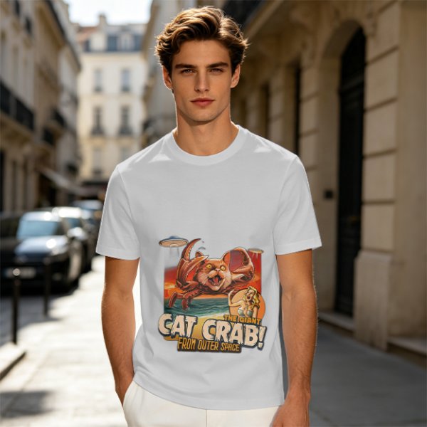 Olive T-Shirt Featuring The Giant Cat Crab From Outer Space Graphic