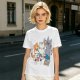 Olive T-Shirt With Cute Cats Enjoying Pizza And Snacks Print