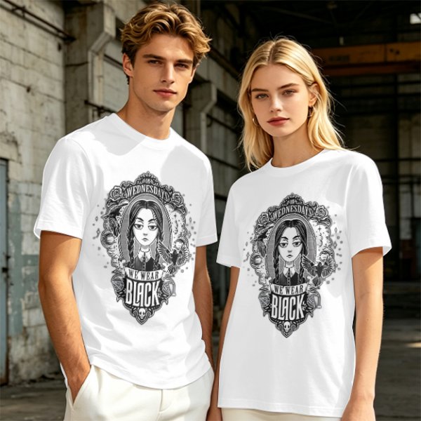 Olive Wednesday Addams We Wear Black Graphic T-Shirt