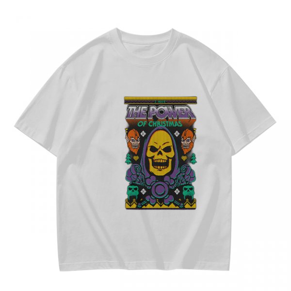 Olive T-Shirt With Skeletor The Power Of Christmas Graphic Print