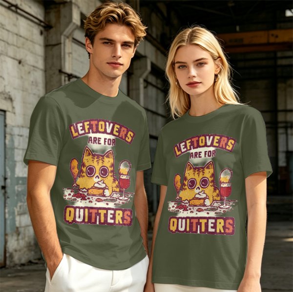 Leftovers Are For Quitters Cat Graphic T-Shirt