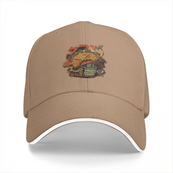 Black Baseball Cap With Vintage Dragon Taco Graphic Print