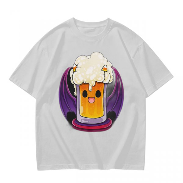 Halloween vampire beer graphic olive green casual t-shirt