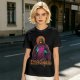 Olive t-shirt with skeleton religious graphic and Ecclesia Grayskullis text