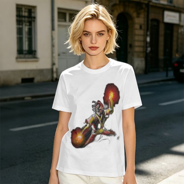 Olive T-shirt with Fire Bending Warrior Graphic Print