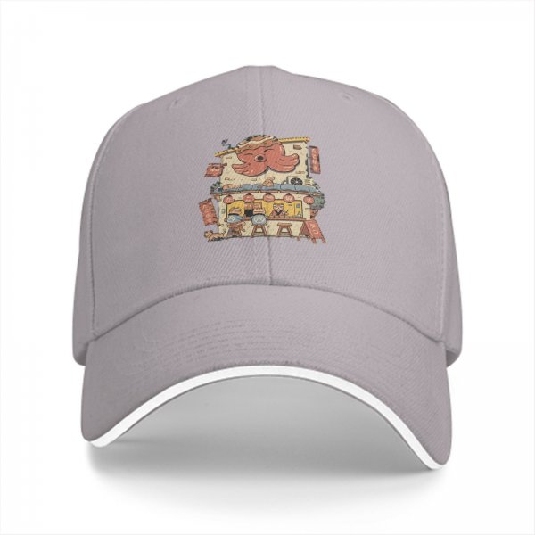 Black Baseball Cap With Cute Octopus Ramen Shop Graphic