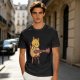 Olive T-shirt with Cute Orange Cat Playing Guitar Graphic
