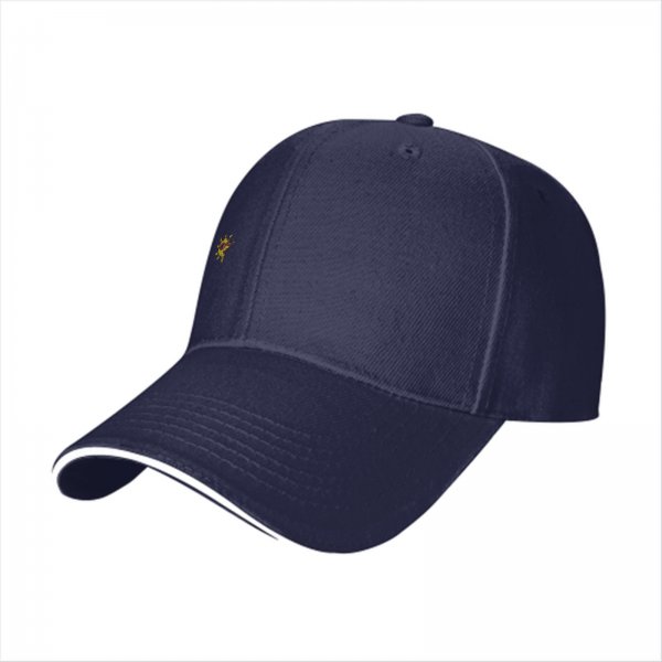 Black Baseball Cap With Small Embroidered Sun Design