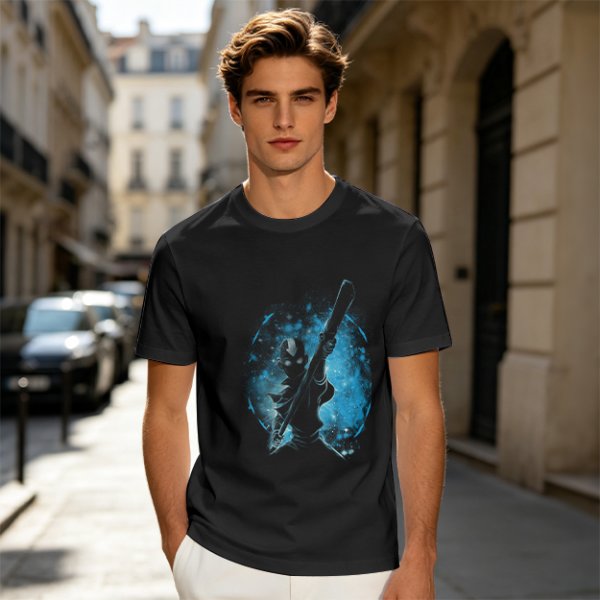 Olive T-Shirt With Galaxy Guitar Player Graphic Print