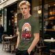 Olive T-Shirt With Red Convertible Car, Rainbow And People Graphic