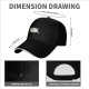 Black baseball cap with a stressed chubby white cat graphic