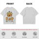 Olive T-Shirt With Angry Pineapple And Pizza Slice Cartoon Print