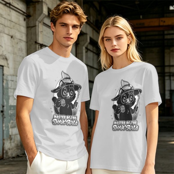 Olive T-Shirt with Black Cat Wizard 'Master of the Dork Arts' Print