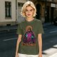 Olive t-shirt with skeleton religious graphic and Ecclesia Grayskullis text