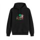 Black Hoodie With Santa And Turkey Christmas Print