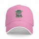 Black baseball cap with a sassy cat graphic and 'I want to behave but there's too many options' text